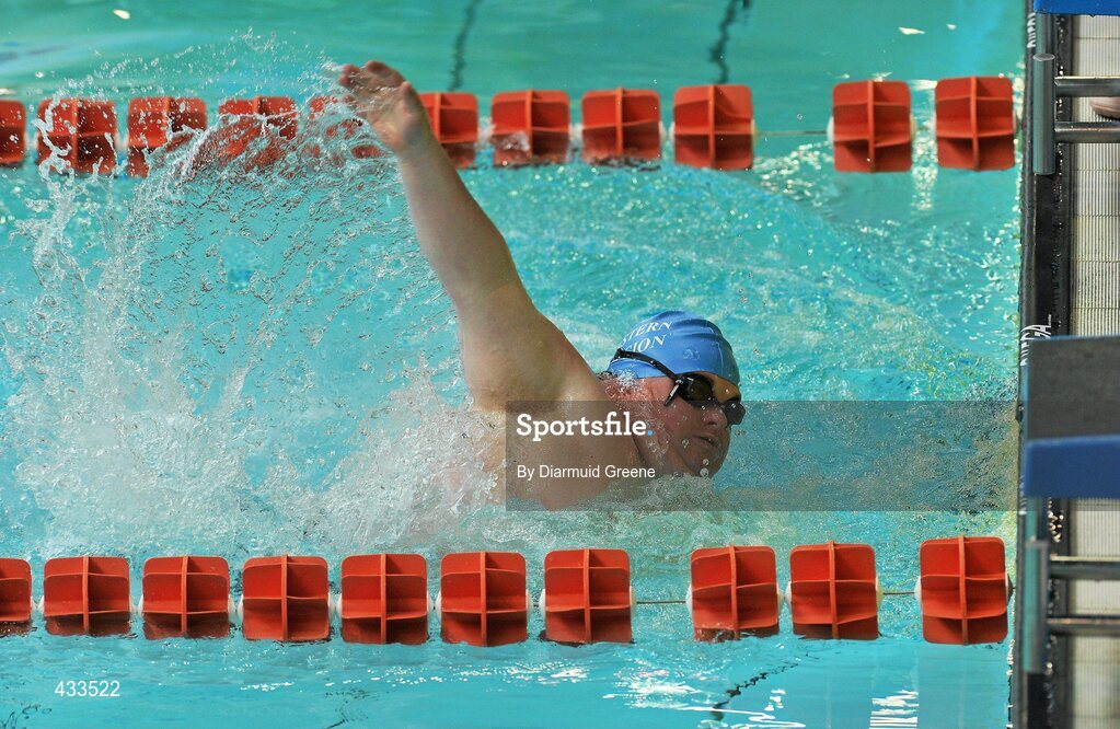 10 June 2010; Eric Tierney, from Fingal, Co. Dublin, wins the Division 1 heat of the 25m Breaststroke during the 2010 Special Olympics Ireland Games. University of Limerick, Limerick. Picture credit: Diarmuid Greene / SPORTSFILE