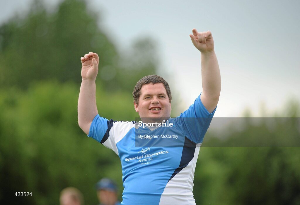 10 June 2010; Joseph Smith, from Dundalk, Co. Louth, Team Leinster B, celebrates scoring his side's last minute equalising goal in their 3-3 draw with Eastern Region during the football competition at the 2010 Special Olympics Ireland Games. University of Limerick, Limerick. Picture credit: Stephen McCarthy / SPORTSFILE