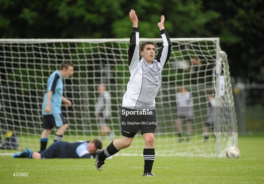 10 June 2010; Shane Swift, from Enniskillen, Co. Fermanagh, Team Ulster 3, celebrates after scoring against Eastern Region, during a divisioning game during the 2010 Special Olympics Ireland Games. University of Limerick, Limerick. Picture credit: Stephen McCarthy / SPORTSFILE