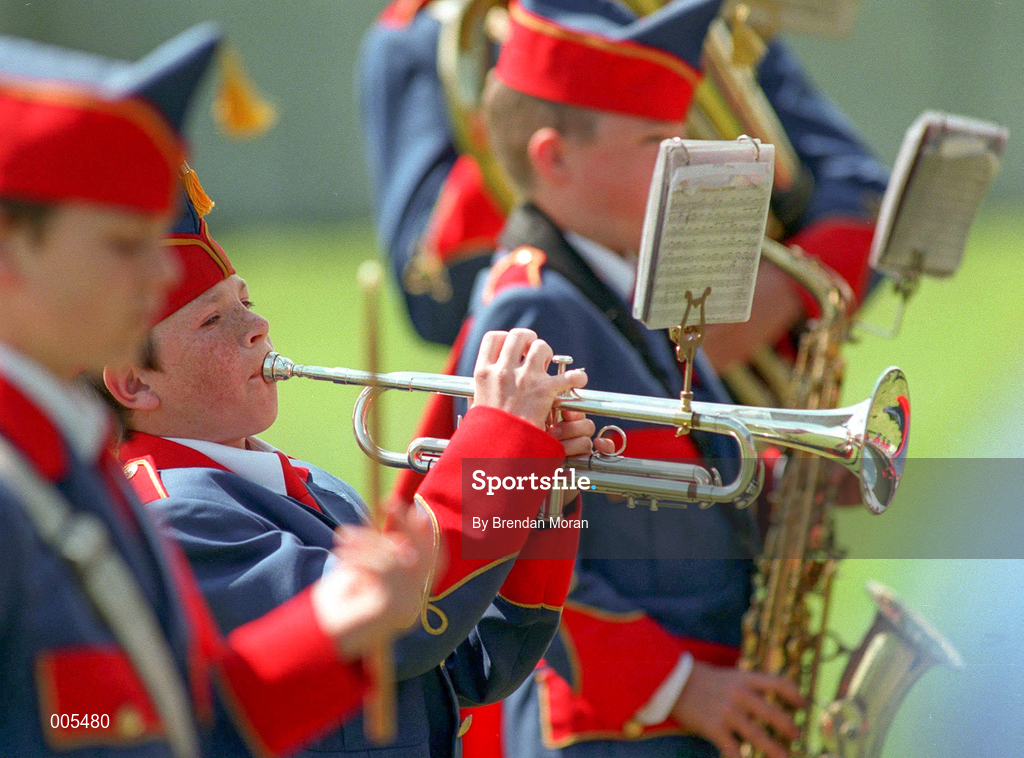 31 May 1998; A member of the Artane Boys Band performs ahead of the Leinster GAA Hurling Senior Championship Quarter-Final match between Dublin and Kilkenny at Parnell Park in Dublin. Photo by Brendan Moran/Sportsfile
