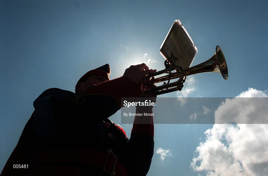 31 May 1998; A member of the Artane Boys Band performs ahead of the Leinster GAA Hurling Senior Championship Quarter-Final match between Dublin and Kilkenny at Parnell Park in Dublin. Photo by Brendan Moran/Sportsfile
