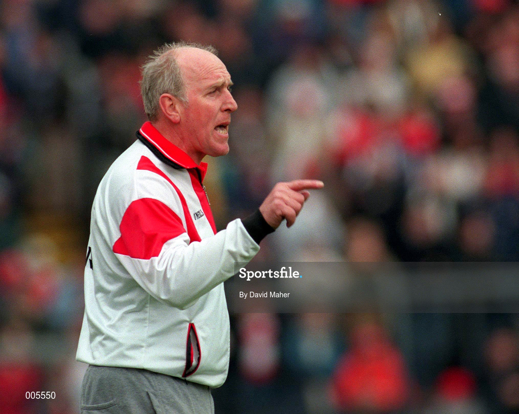 31 May 1998; Derry Manager Brian Mullins during the Ulster GAA Football Senior Championship Quarter-Final match between Derry and Monaghan at Celtic Park in Derry. Photo by David Maher/Sportsfile