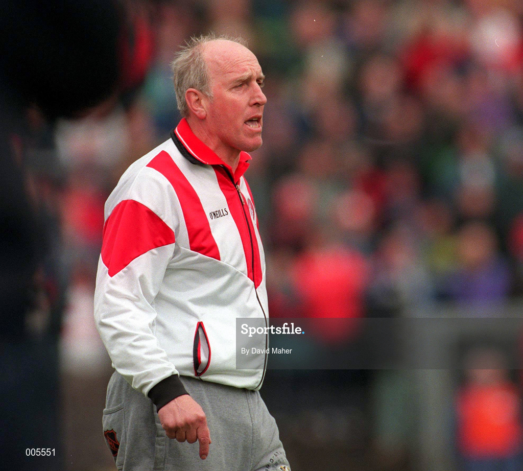 31 May 1998; Derry Manager Brian Mullins during the Ulster GAA Football Senior Championship Quarter-Final match between Derry and Monaghan at Celtic Park in Derry. Photo by David Maher/Sportsfile