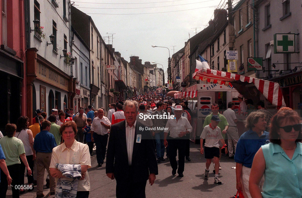 20 July 1997; Cavan supporters prior to the Ulster GAA Football Senior Championship Final match between Cavan and Derry at St. Tiernach's Park in Clones, Monaghan. Photo by David Maher/Sportsfile