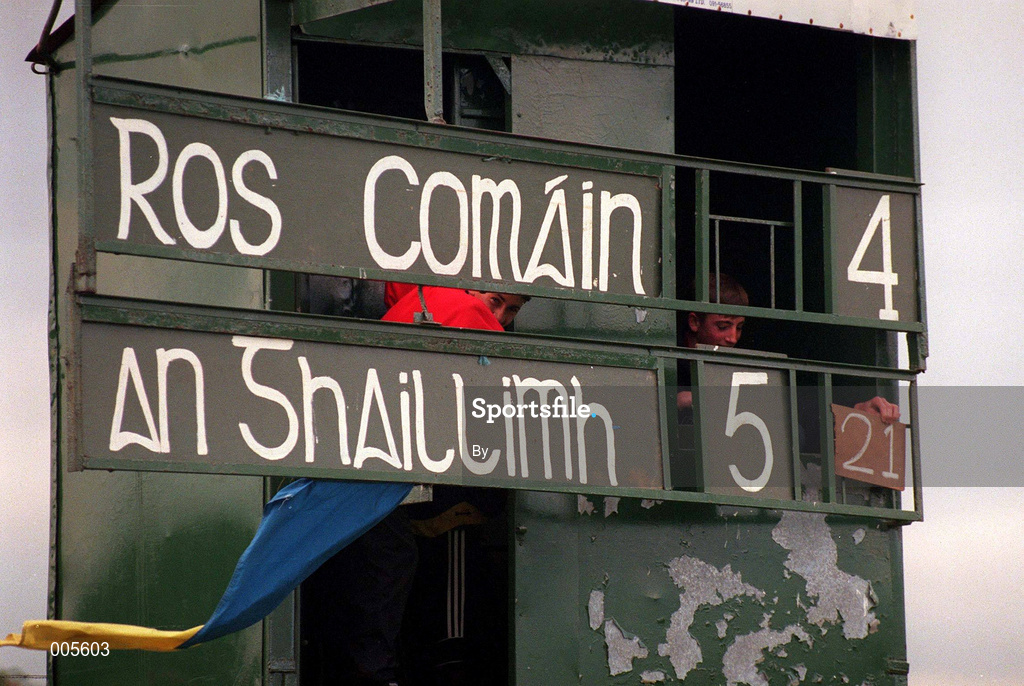 12 July 1997. Scoreboard. Galway v Roscommon, Connacht Hurling Final, Athleague. Picture Credit: Brendan Moran/SPORTSFILE.