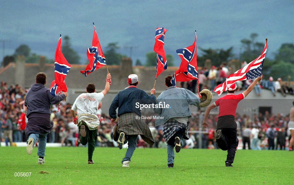 20 June 1993; Cork fans run onto the pitch after the Munster Senior Football Championship Semi-Final match between Kerry and Cork at Fitzgerald Stadium in Killarney, Kerry. Photo by David Maher/Sportsfile