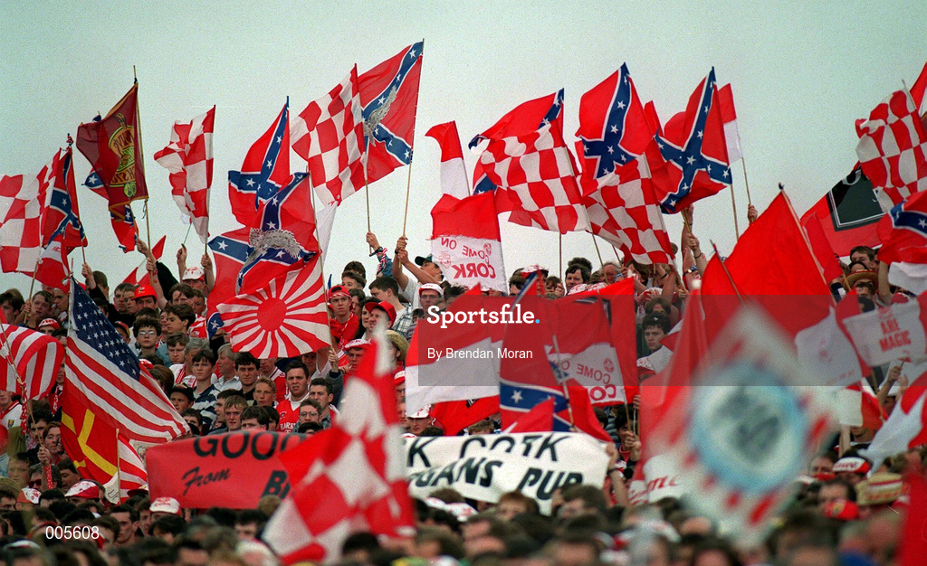 23 July 1995. Cork Fans. Munster Football Final, Kerry v Cork, Fitzgerald Stadium, Killarney, Co. Kerry. Picture Credit: Brendan Moran/SPORTSFILE.