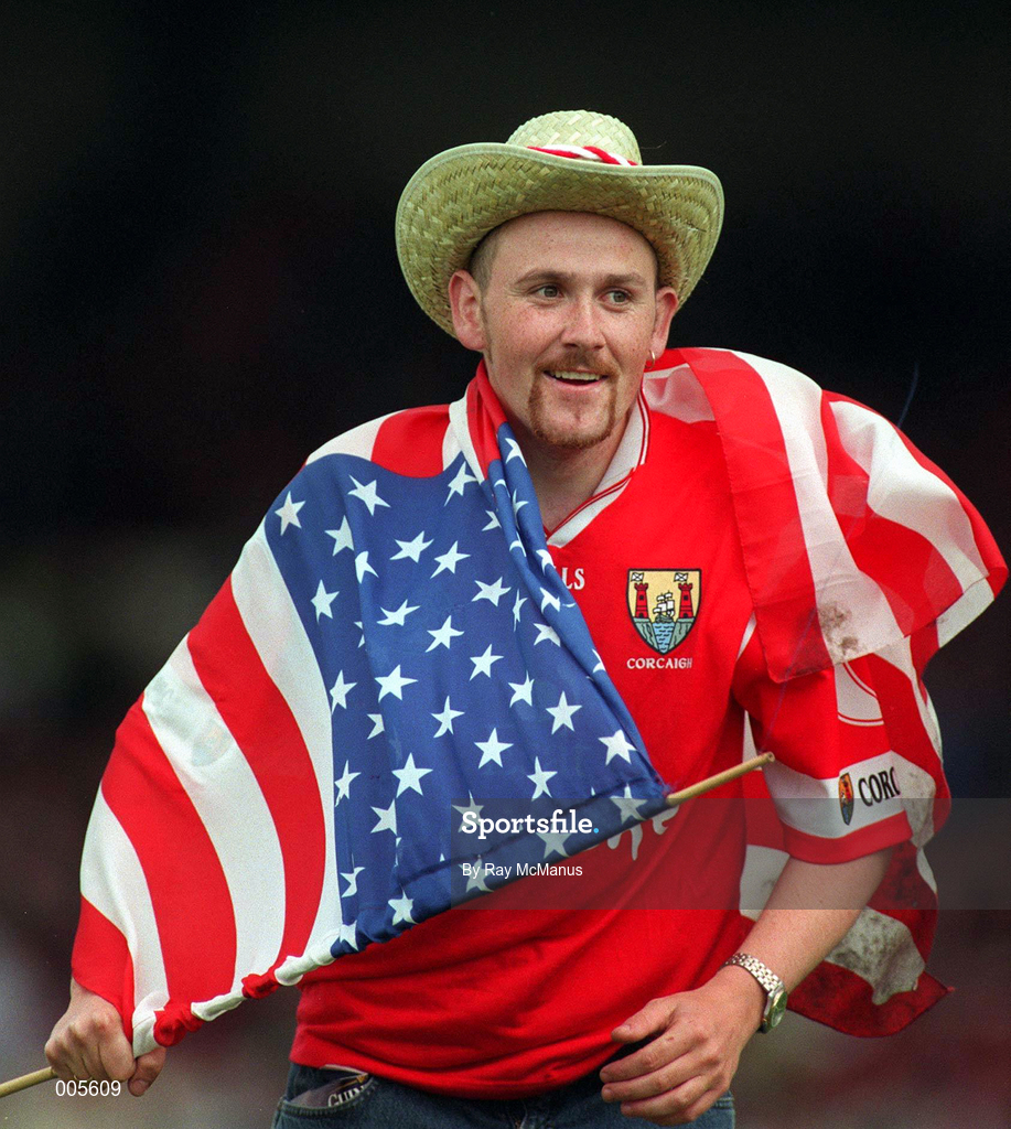 31 May 1998; A Cork supporter during the Munster Senior Hurling Championship Quarter-Final match between Limerick and Cork at the Gaelic Grounds in Limerick. Photo by Ray McManus/Sportsfile