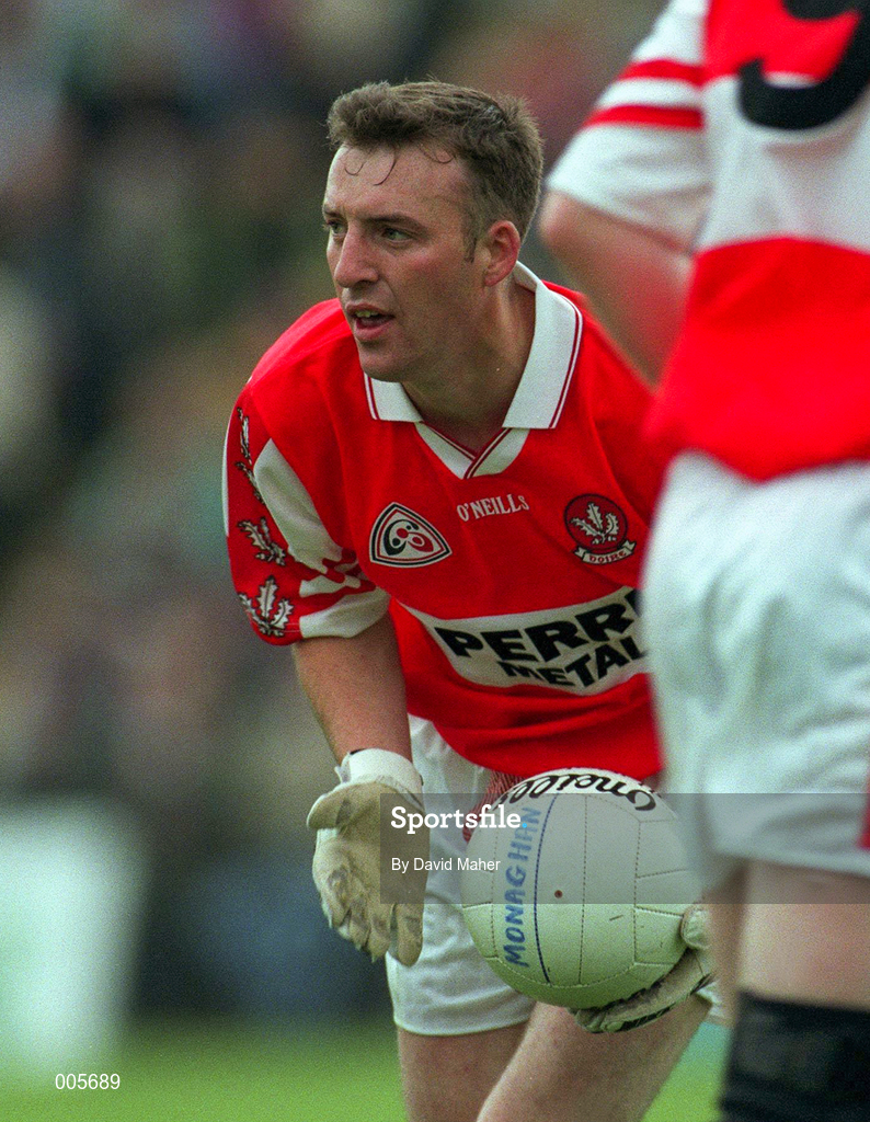 31 May 1998; Dermot Dougan of Derry during the Ulster GAA Football Senior Championship Quarter-Final match between Derry and Monaghan at Celtic Park in Derry. Photo by David Maher/Sportsfile