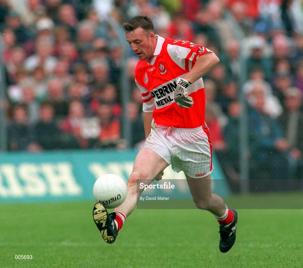 31 May 1998; Dermot Dougan of Derry during the Ulster GAA Football Senior Championship Quarter-Final match between Derry and Monaghan at Celtic Park in Derry. Photo by David Maher/Sportsfile