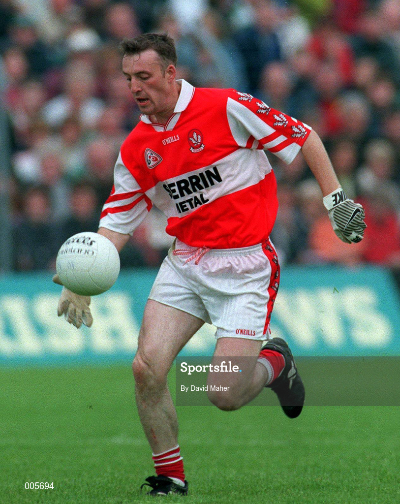 31 May 1998; Dermot Dougan of Derry during the Ulster GAA Football Senior Championship Quarter-Final match between Derry and Monaghan at Celtic Park in Derry. Photo by David Maher/Sportsfile
