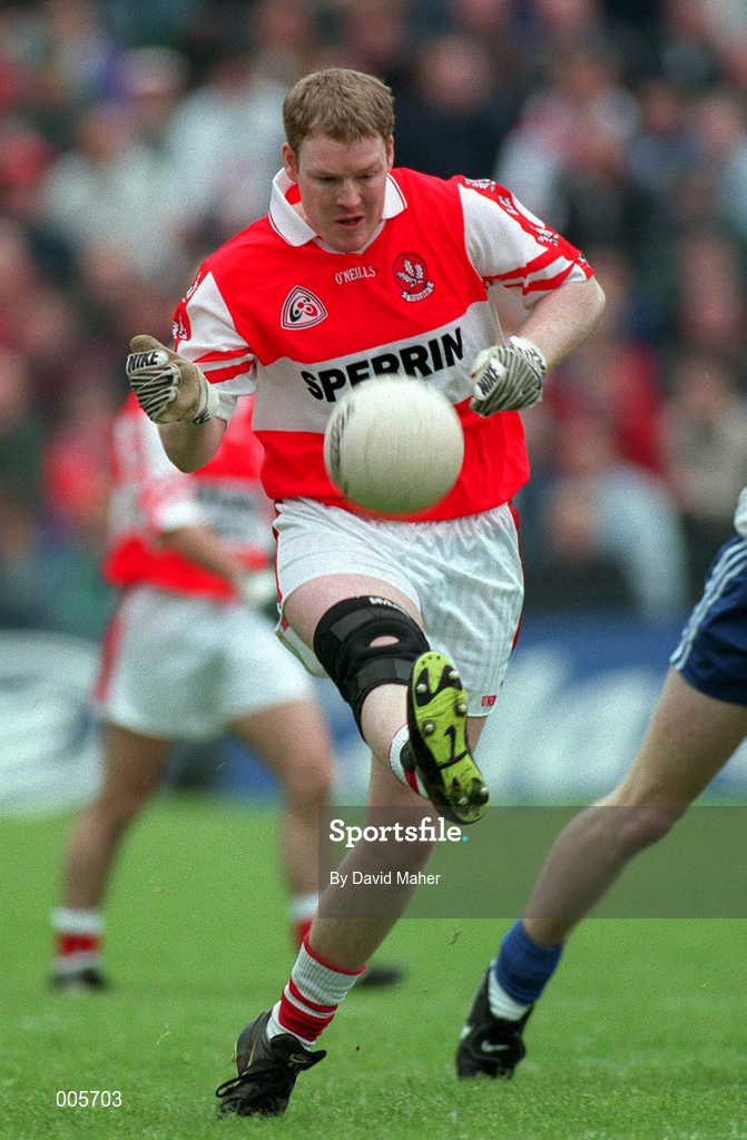 31 May 1998; Dermot Heaney of Derry during the Ulster GAA Football Senior Championship Quarter-Final match between Derry and Monaghan at Celtic Park in Derry. Photo by David Maher/Sportsfile