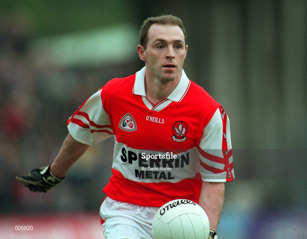 31 May 1998; Henry Downey of Derry during the Ulster GAA Football Senior Championship Quarter-Final match between Derry and Monaghan at Celtic Park in Derry. Photo by David Maher/Sportsfile