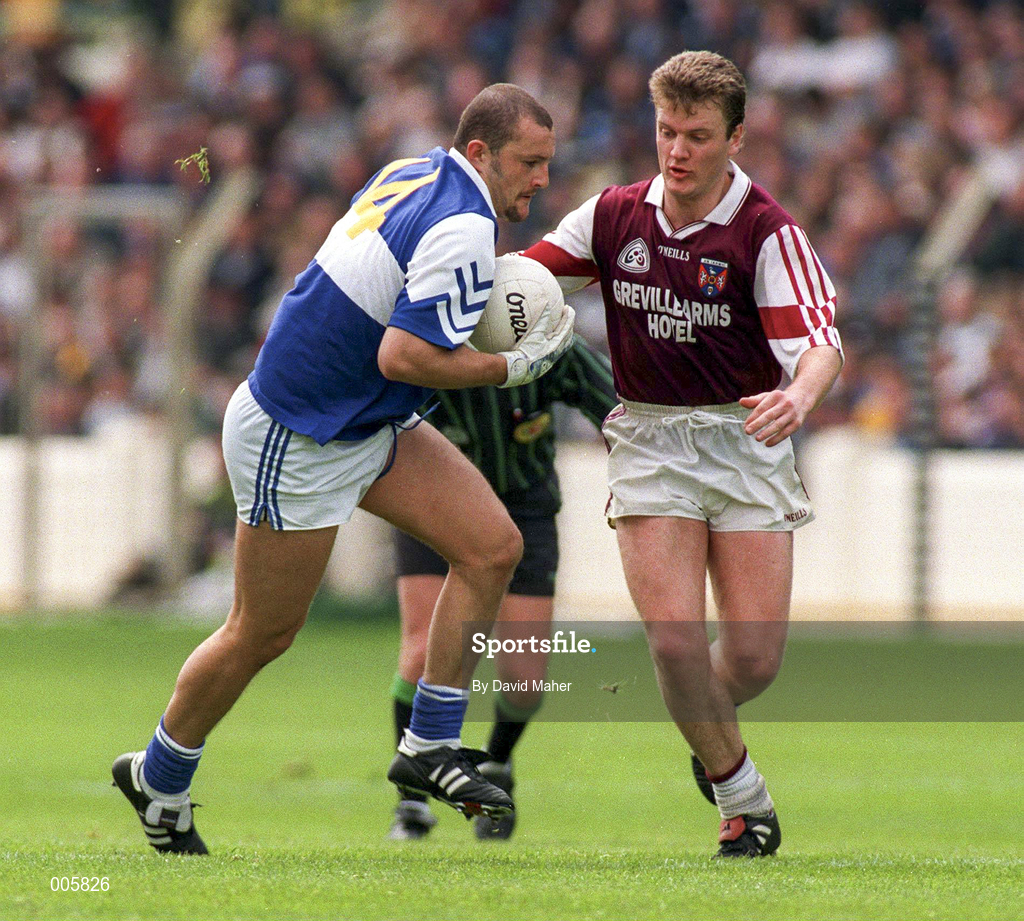 7 June 1998; Hugh Emerson of Laois in action against John Conway of Westmeath during the Leinster Senior Football Championship Quarter-Final match between Laois and Westmeath at Croke Park in Dublin. Photo by David Maher/Sportsfile