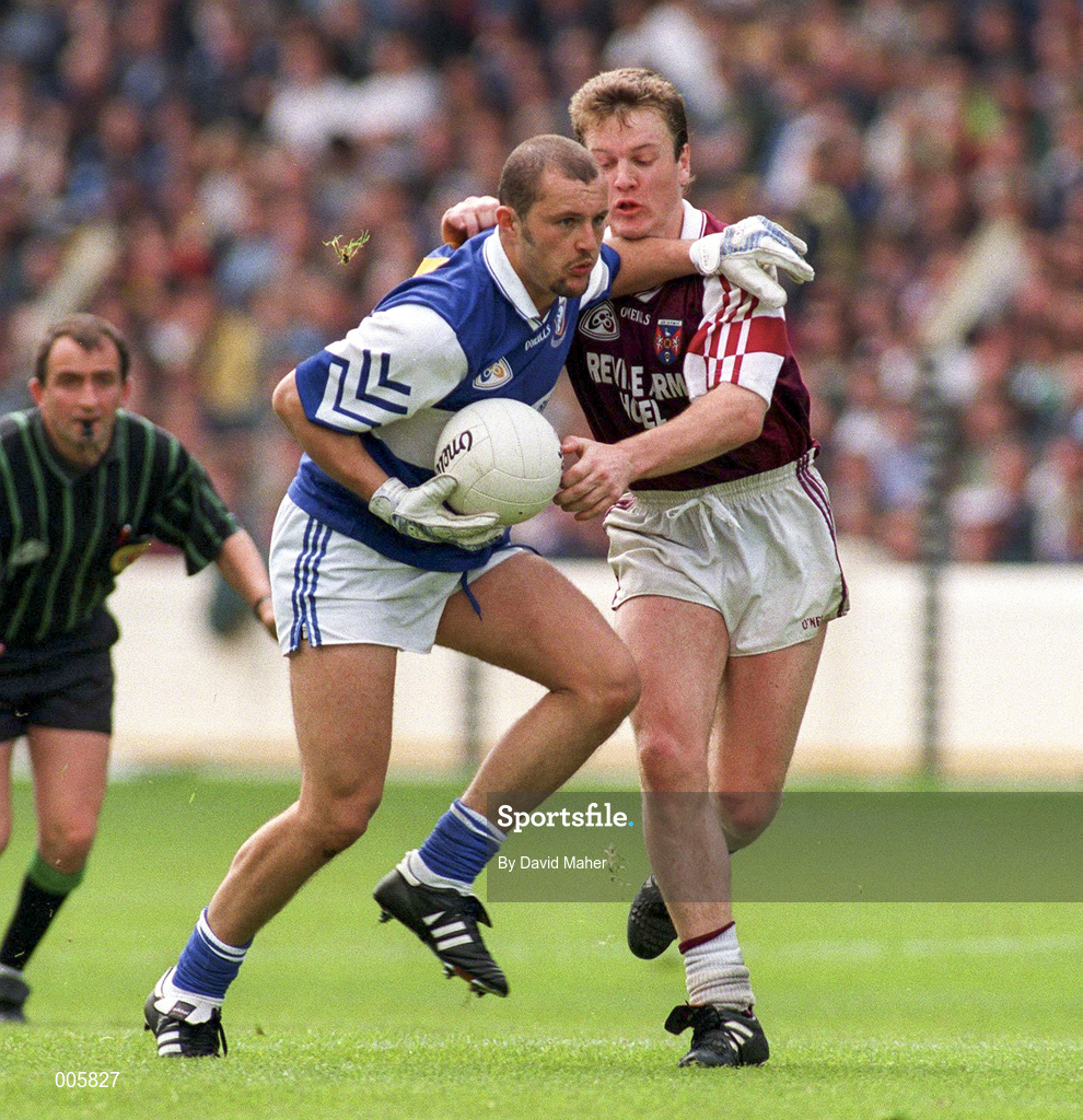 7 June 1998; Hugh Emerson of Laois in action against John Cooney of Westmeath during the Leinster Senior Football Championship Quarter-Final match between Laois and Westmeath at Croke Park in Dublin. Photo by David Maher/Sportsfile