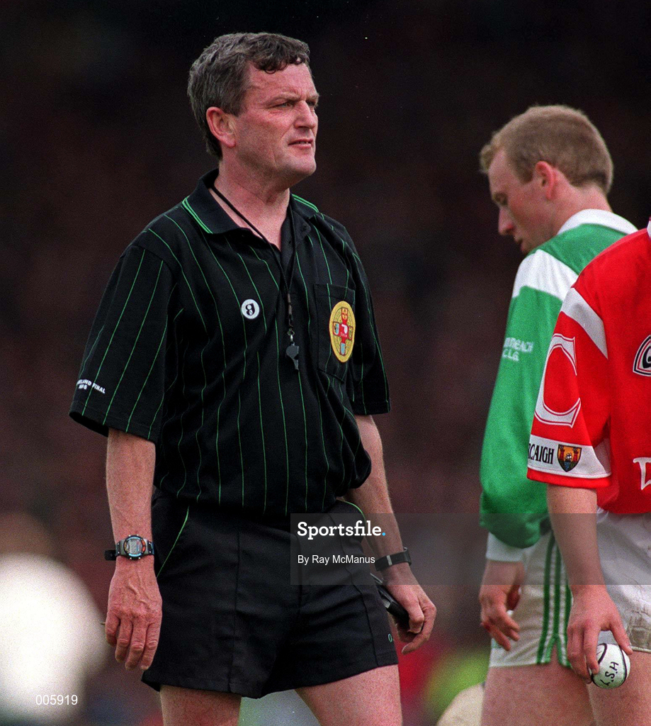 31 May 1998; Referee Johnny McDonnell during the Munster Senior Hurling Championship Quarter-Final match between Limerick and Cork at the Gaelic Grounds in Limerick. Photo by Ray McManus/Sportsfile