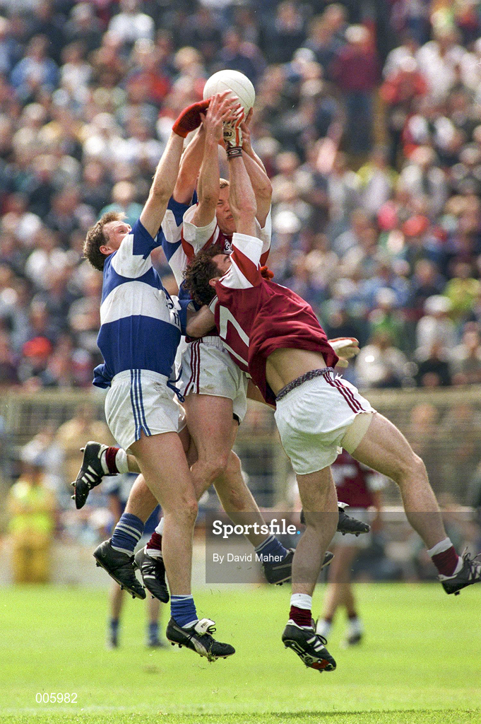 7 June 1998; David Hughes, 17, and Damien Gavin of Westmeath in action against Tony Maher and Noel Garvan of Laois during the Leinster Senior Football Championship Quarter-Final match between Laois and Westmeath at Croke Park in Dublin. Photo by David Maher/Sportsfile