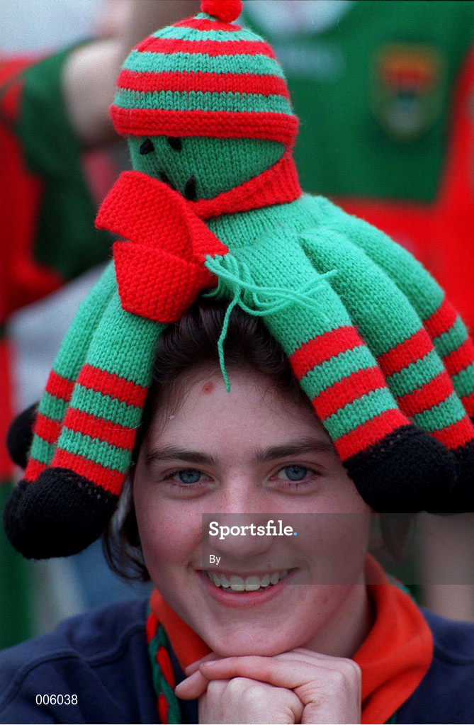 28 September 1997. Mayo Fan during the 1997 All Ireland   Football Final. Picture Credit: Ray McManus /SPORTSFILE