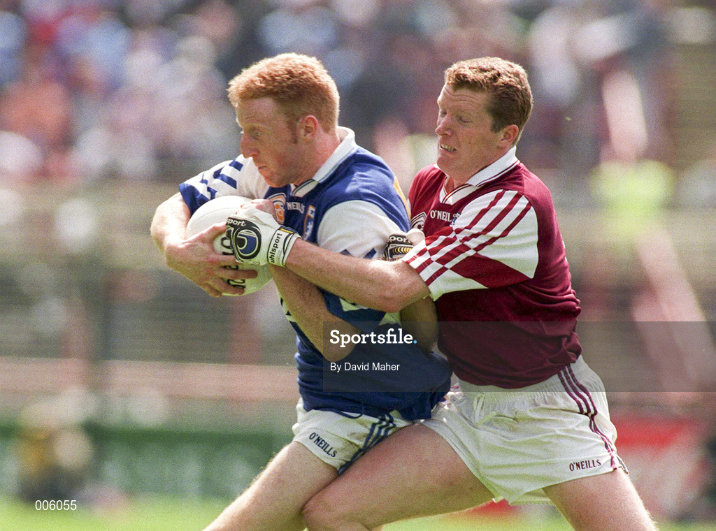 7 June 1998; Michael Lawlor of Laois in action against John O'Brien of Westmeath during the Leinster Senior Football Championship Quarter-Final match between Laois and Westmeath at Croke Park in Dublin. Photo by David Maher/Sportsfile