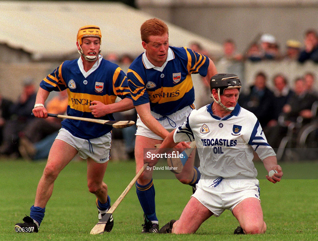2 June 1996; Sean Cullinane of Waterford in action against Declan Ryan and Liam Cahill of Tipperary during the Munster Senior Hurling Championship Quarter-Final match between Waterford and Tipperary at Walsh Park in Waterford. Photo by David Maher/Sportsfile