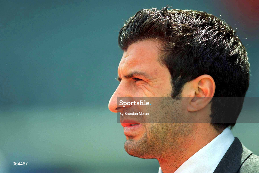 2 June 2001; Luis Figo of Portugal ahead of the FIFA World Cup 2002 Group 2 Qualifier match between Republic of Ireland and Portugal at Lansdowne Road in Dublin. Photo by Brendan Moran/Sportsfile