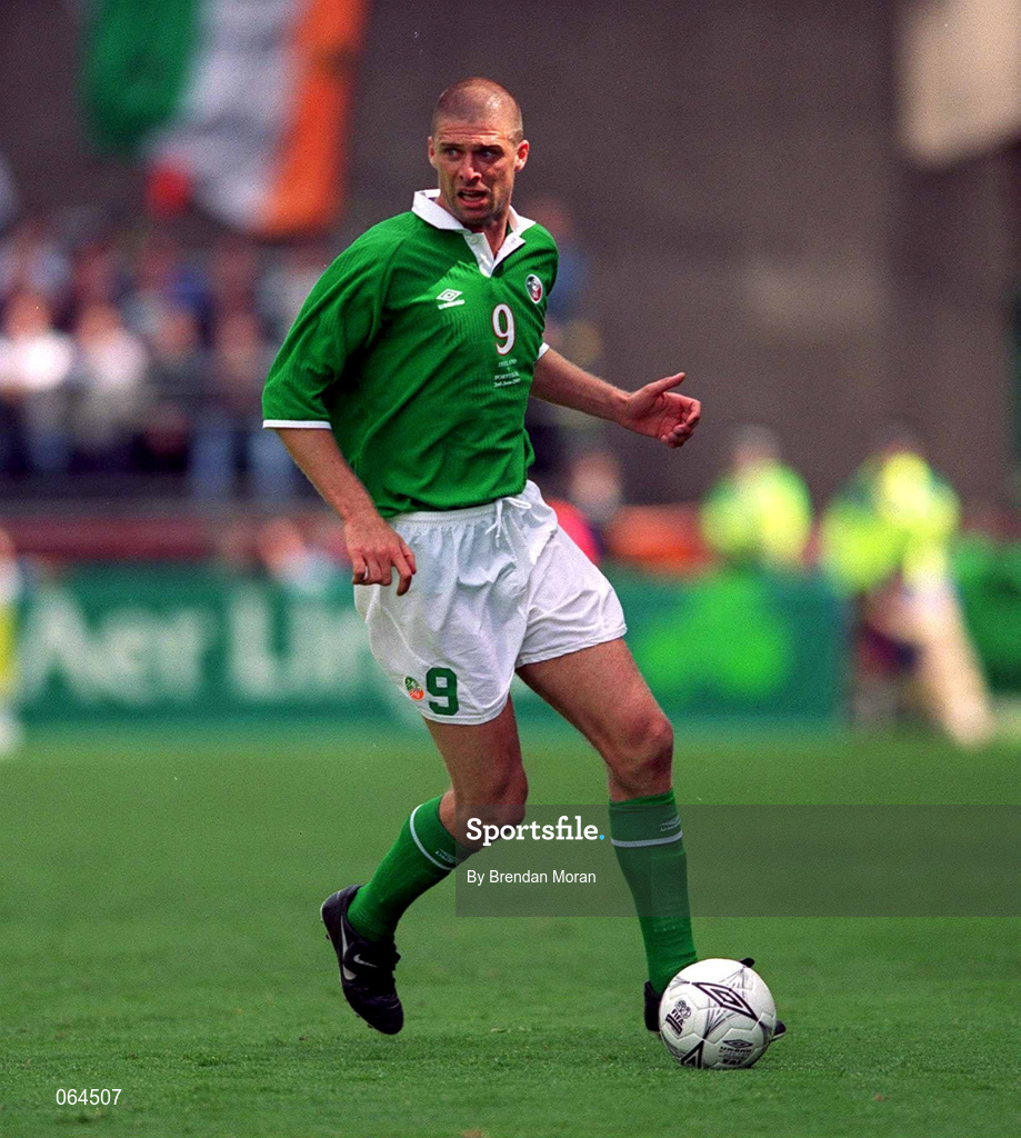 2 June 2001; Niall Quinn of Republic of Ireland during the FIFA World Cup 2002 Group 2 Qualifier match between Republic of Ireland and Portugal at Lansdowne Road in Dublin. Photo by Brendan Moran/Sportsfile