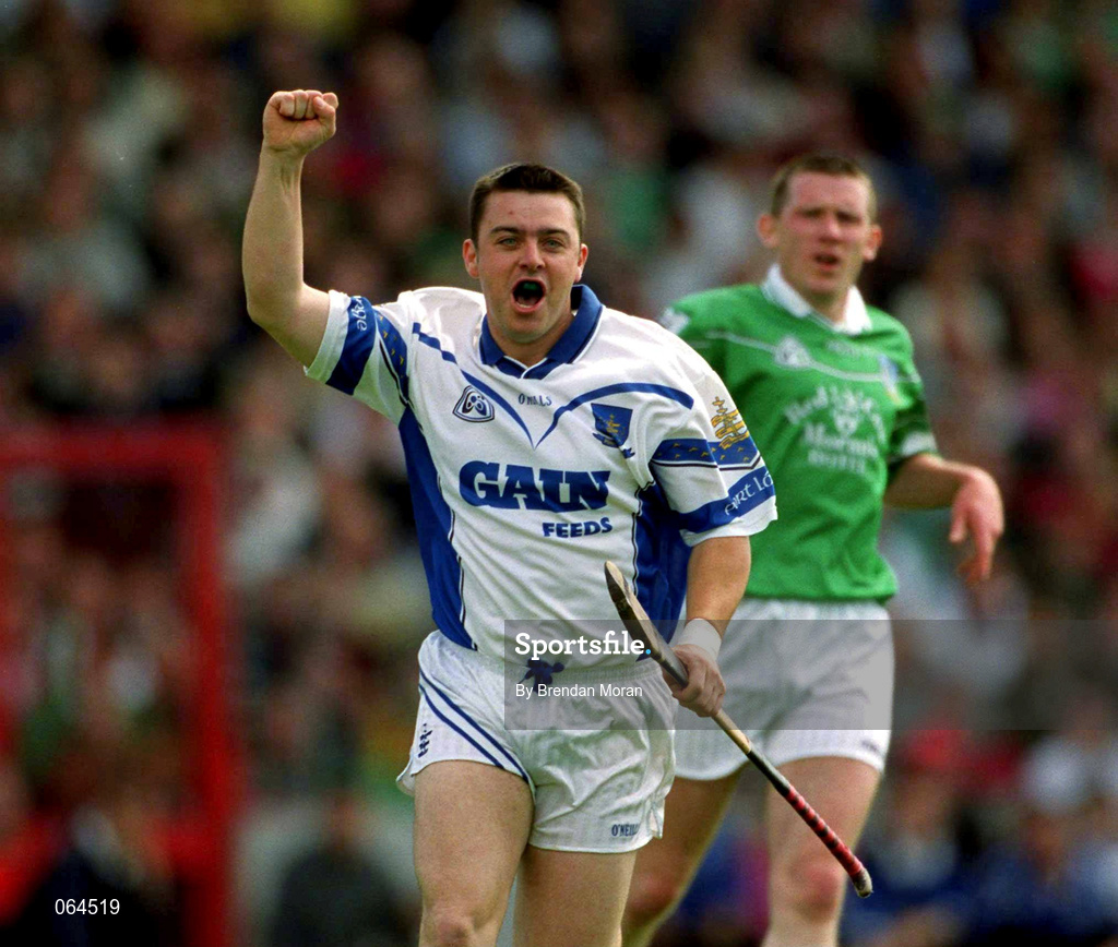 10 June 2001; Paul Flynn of Waterford celebrates after scoring his side's second goal during the Guinness Munster Senior Hurling Championship Semi-Final match between Limerick and Waterford at Páirc Uí Chaoimh in Cork. Photo by Brendan Moran/Sportsfile