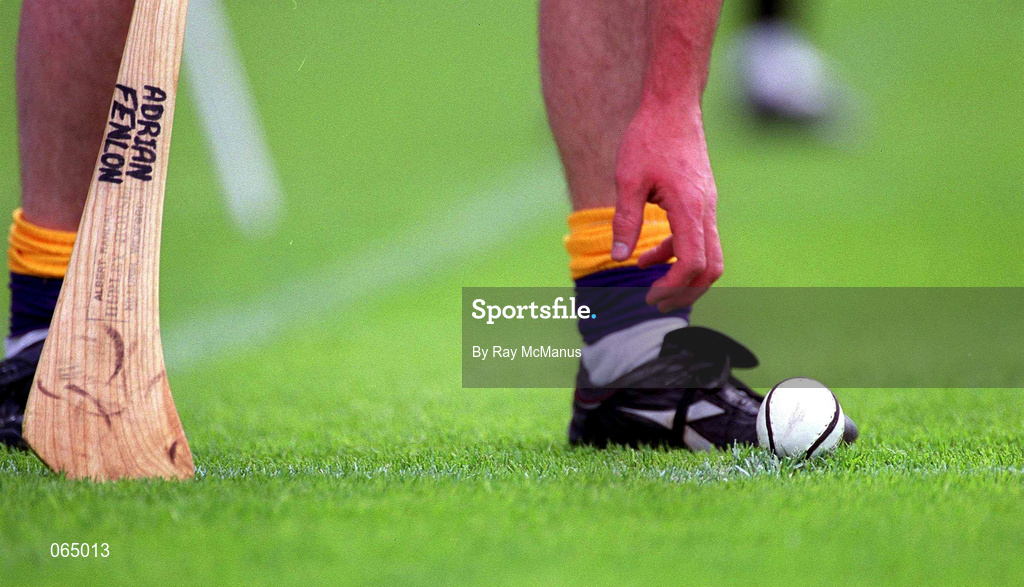 10 June 2001; Adrian Fenlon of Wexford places the sliotar in preparation for a free during the Guinness Leinster Senior Hurling Championship Semi-Final match between Wexford and Laois at Croke Park in Dublin. Photo by Ray McManus/Sportsfile