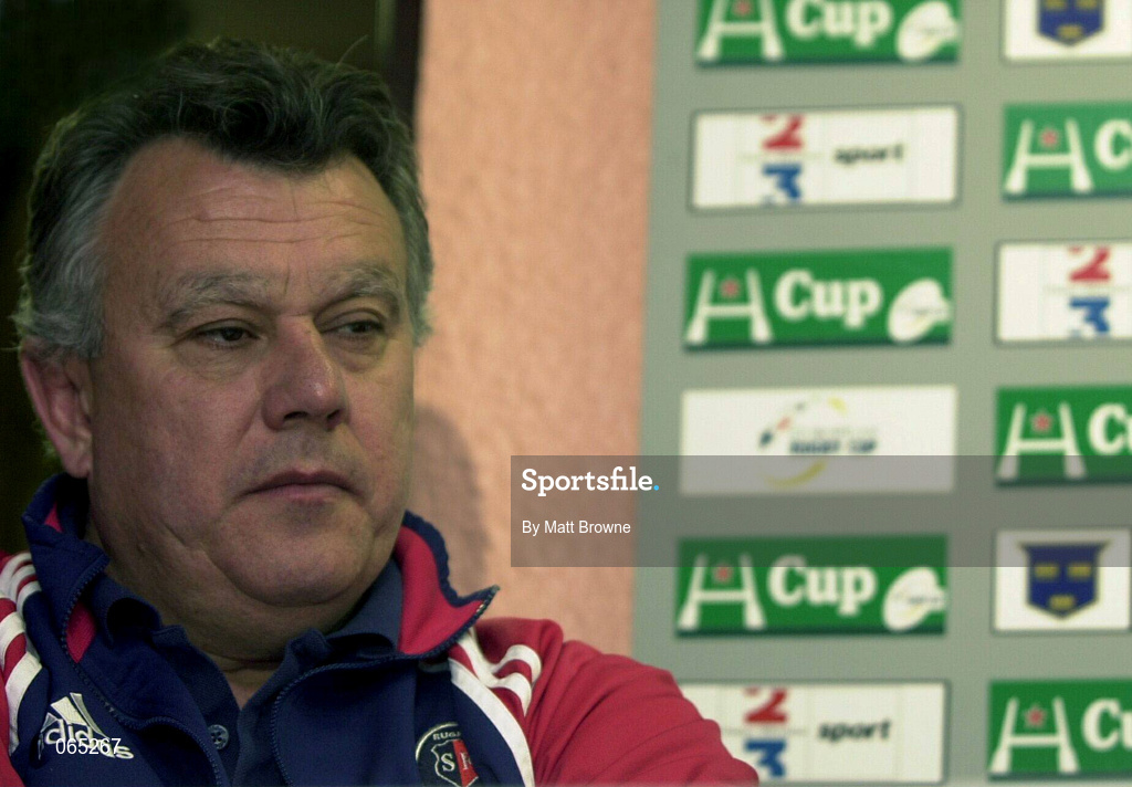 20 April 2001; Stade Francais coach John Connolly is interviewed after Stade Francais squad training at the Stadium Lille Metropole in Lille, France. Photo by Matt Browne/Sportsfile
