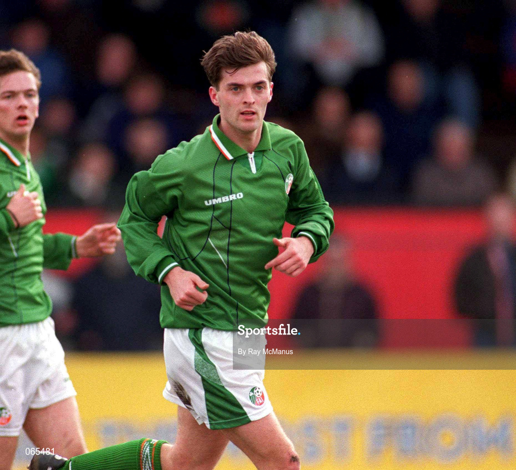 27 March 1995; Willie Boland of Republic of Ireland during the UEFA U21 Championship Qualifier between Republic of Ireland and England at Dalymount Park in Dublin. Photo by Ray McManus/Sportsfile