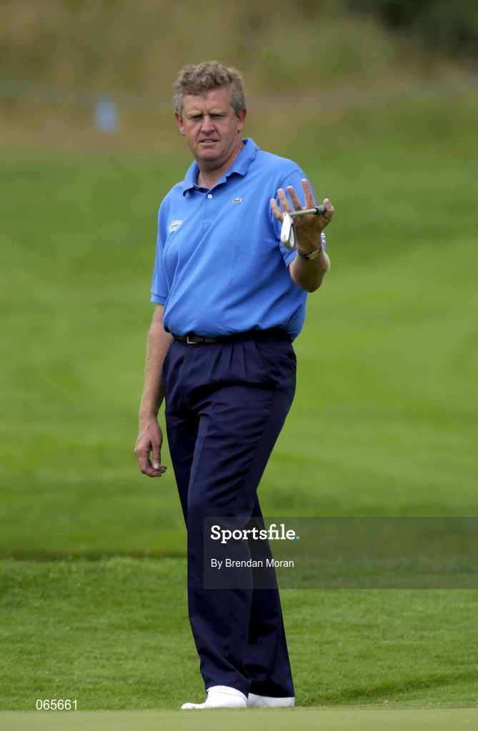 27 June 2001; Colin Montgomerie of Scotland reacts during the Pro Am ahead of the Murphy's Irish Open Golf Championship at Fota Island Golf Club in Fota Island, Cork. Photo by Brendan Moran/Sportsfile