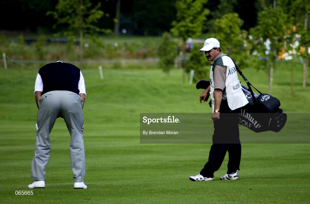 27 June 2001; Seve Ballesteros of Spain holds his back during the Pro Am ahead of the Murphy's Irish Open Golf Championship at Fota Island Golf Club in Fota Island, Cork. Photo by Brendan Moran/Sportsfile