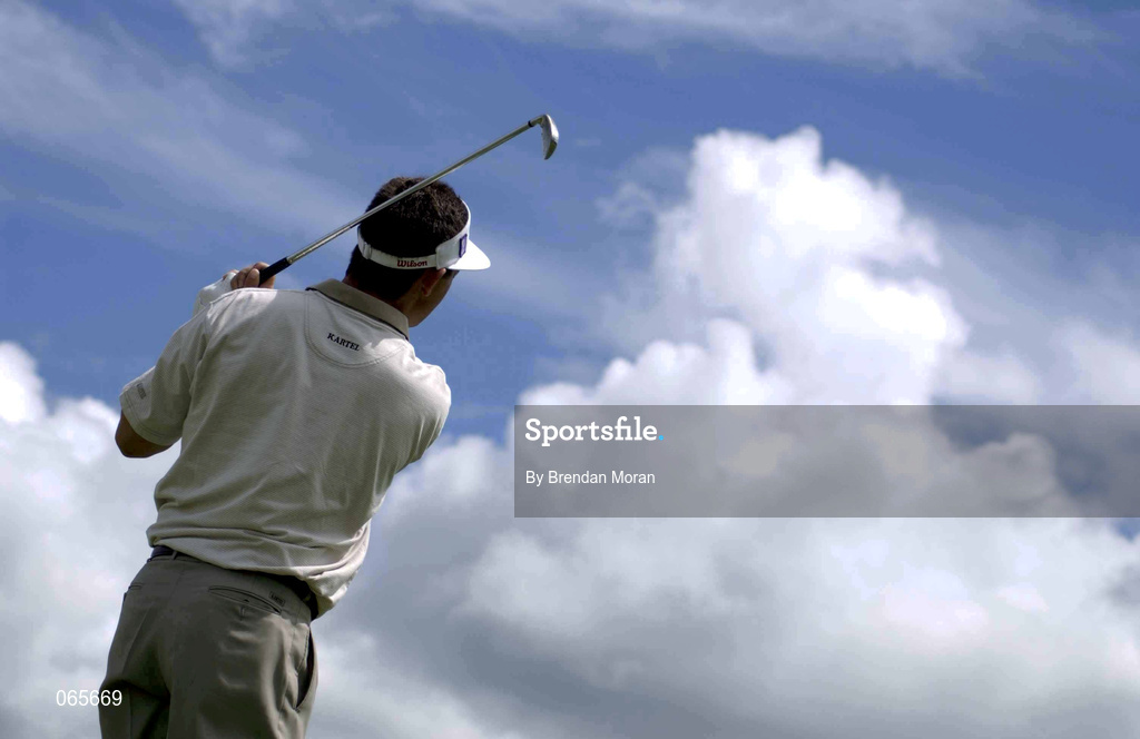 27 June 2001; Padraig Harrington of Ireland watches his tee shot from the seventh tee during the Pro Am ahead of the Murphy's Irish Open Golf Championship at Fota Island Golf Club in Fota Island, Cork. Photo by Brendan Moran/Sportsfile