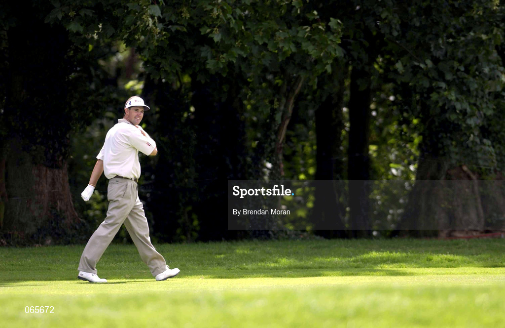 27 June 2001; Padraig Harrington of Ireland makes his way to the fourth green during the Pro Am ahead of the Murphy's Irish Open Golf Championship at Fota Island Golf Club in Fota Island, Cork. Photo by Brendan Moran/Sportsfile