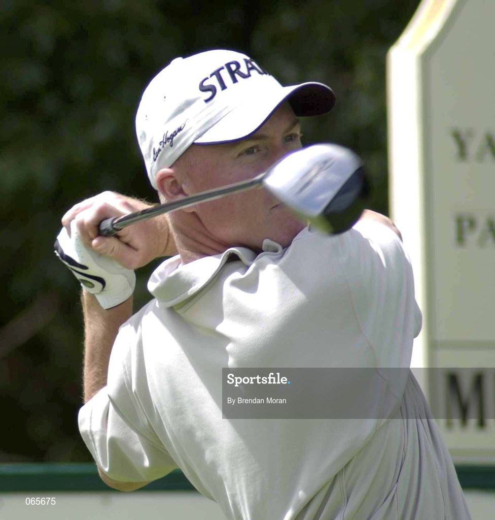 27 June 2001; Defending Champion Patrik Sjoland of Sweden takes a tee shot from the fifth tee during the Pro Am ahead of the Murphy's Irish Open Golf Championship at Fota Island Golf Club in Fota Island, Cork. Photo by Brendan Moran/Sportsfile