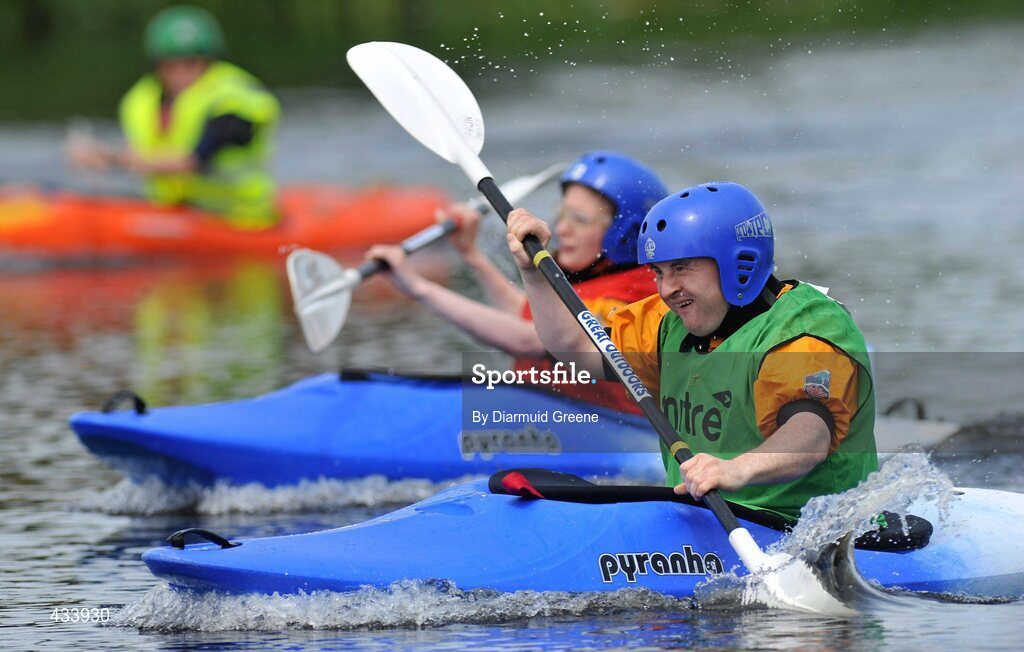 12 June 2010; Shaun Bradley, from Letterkenny, Co. Donegal, right, passes Carmel Lynch, from Clondalkin, Dublin, on his way winning the 200m Round Final, Division 3 during the 2010 Special Olympics Ireland Games. University of Limerick Rowing Club, Limerick. Picture credit: Diarmuid Greene / SPORTSFILE