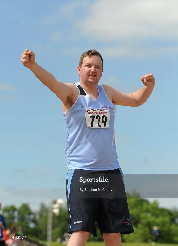 12 June 2010; Ross Staunton, from Irishtown, Dublin, Eastern Region, in action during the Long Jump event at the third day of the 2010 Special Olympics Ireland Games. University of Limerick, Limerick. Picture credit: Stephen McCarthy / SPORTSFILE