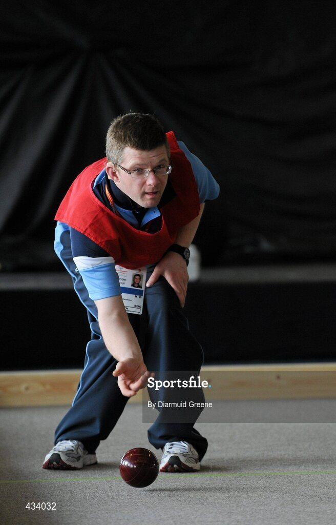 12 June 2010; Simon Darragh, from Celbridge, Co. Kildare, in action during the Bocce at 2010 Special Olympics Ireland Games. Limerick Racecourse, Patrickswell, Co. Limerick. Picture credit: Diarmuid Greene / SPORTSFILE