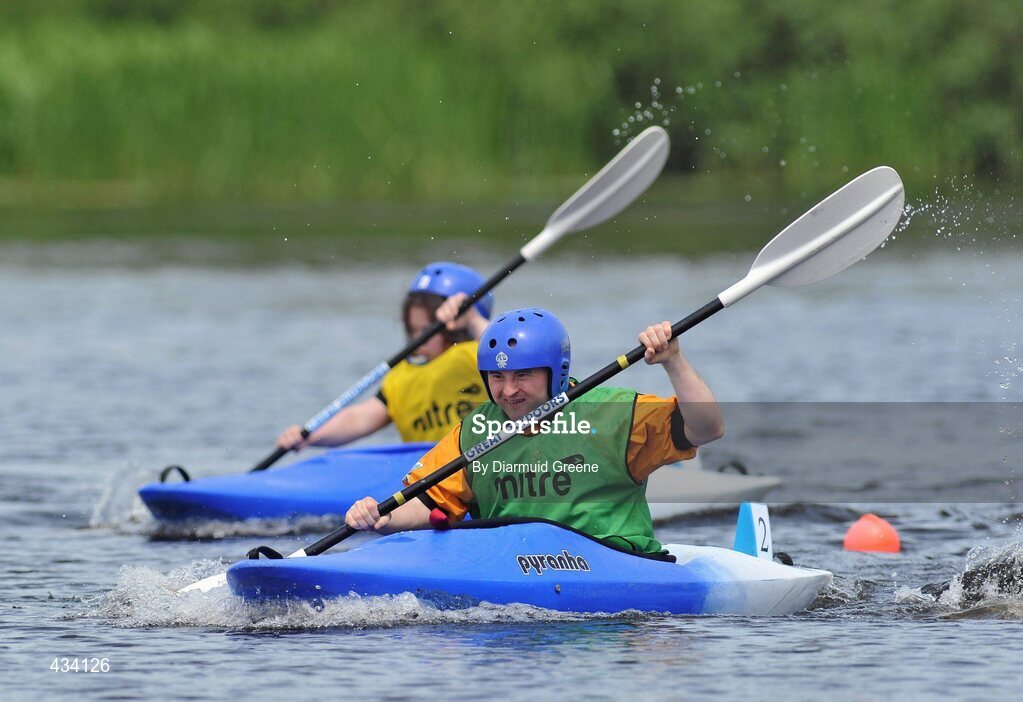 12 June 2010; Shaun Bradley, from Letterkenny, Co. Donegal, gets out in front of Deirdre O'Callaghan, from Finglas, Dublin, on his way to winning the 200m Round Final, Division 3 Final, during the 2010 Special Olympics Ireland Games. University of Limerick Rowing Club, Limerick. Picture credit: Diarmuid Greene / SPORTSFILE