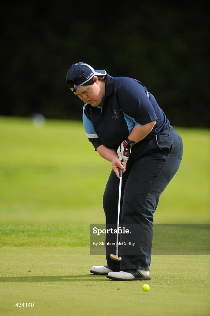 12 June 2010; Claire Savage, from Rathcoole, Dublin, Eastern Region, on the 18th green during the 18 hole Golf competition during the third day of the 2010 Special Olympics Ireland Games. Limerick Golf Club, Limerick. Picture credit: Stephen McCarthy / SPORTSFILE