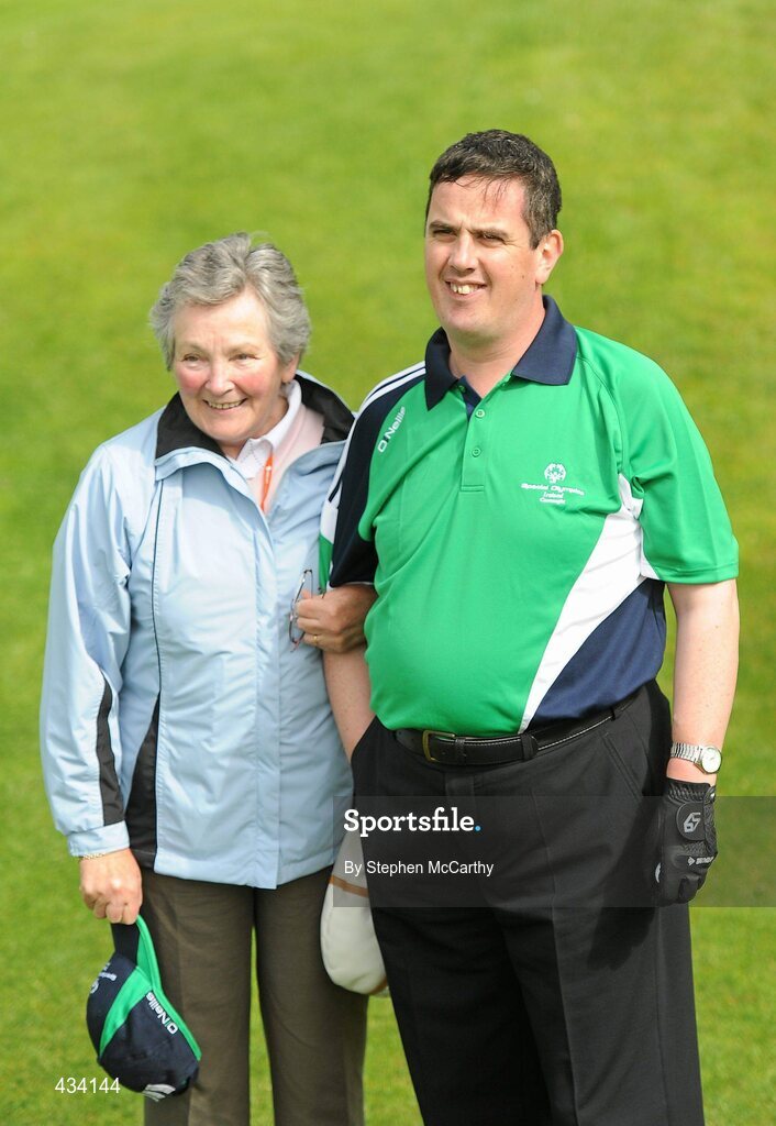 12 June 2010; Paul Charlton, from Kiltimagh, Mayo, Connacht Region, with his mother Sarah Ann after competing in the 18 Hole Golf competition during the third day of the 2010 Special Olympics Ireland Games. Limerick Golf Club, Limerick. Picture credit: Stephen McCarthy / SPORTSFILE
