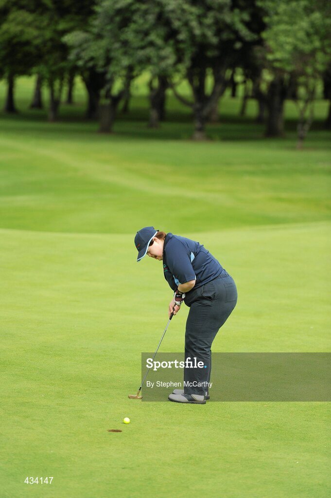 12 June 2010; Claire Savage, from Rathcoole, Dublin, Eastern Region, on the 18th green during the 18 hole Golf competition during the third day of the 2010 Special Olympics Ireland Games. Limerick Golf Club, Limerick. Picture credit: Stephen McCarthy / SPORTSFILE