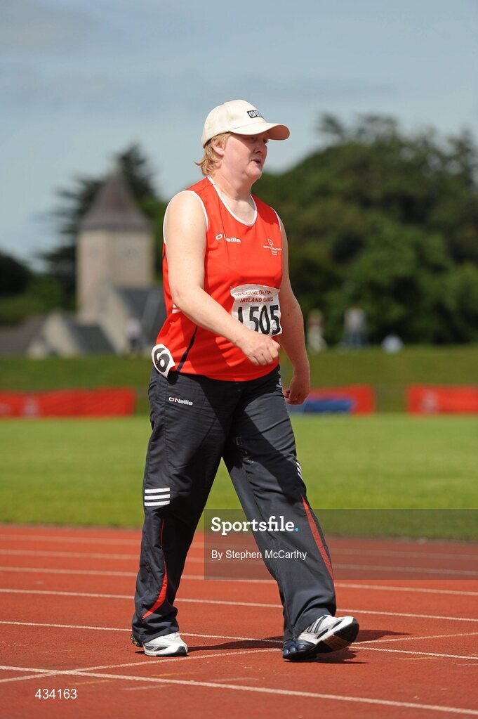 12 June 2010; Mary Walshe, Mallow, Cork, Munster Region, in action during the 50m walk event during the third day of the 2010 Special Olympics Ireland Games. University of Limerick, Limerick. Picture credit: Stephen McCarthy / SPORTSFILE