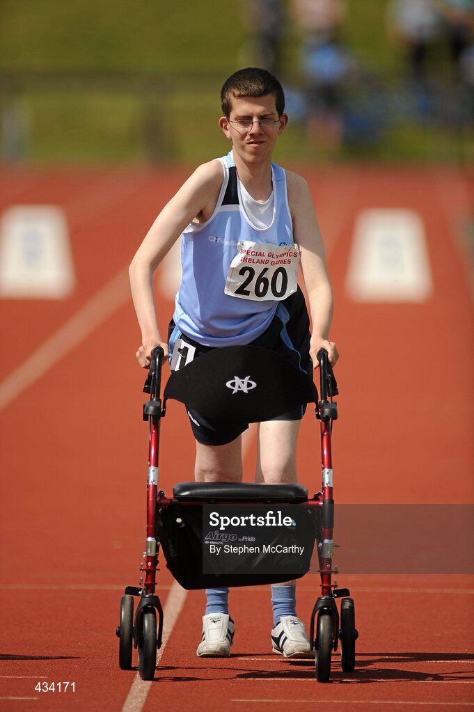 12 June 2010; Ruairi Bailey, from Cabra, Dublin, Eastern Region, in action during the athletics events during the third day of the 2010 Special Olympics Ireland Games. University of Limerick, Limerick. Picture credit: Stephen McCarthy / SPORTSFILE
