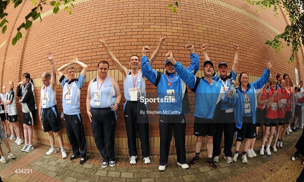 13 June 2010; Athletes on their way to collect their medals during the final day of the 2010 Special Olympics Ireland Games. University of Limerick, Limerick. Picture credit: Stephen McCarthy / SPORTSFILE