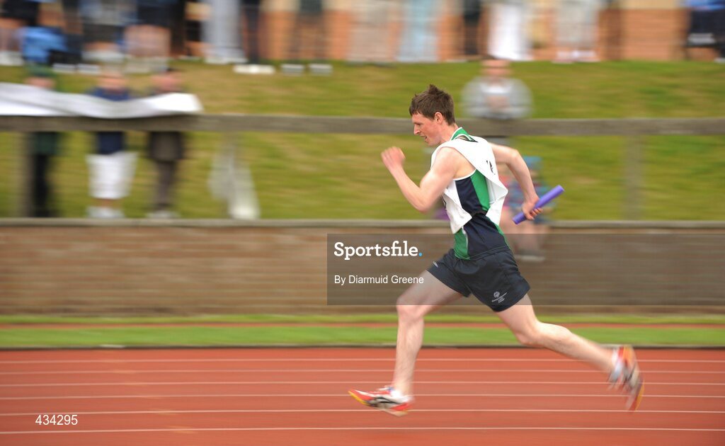 13 June 2010; James Carr, from Athlone, Co. Westmeath, in action during the 4x100m Relay, division 26, during the 2010 Special Olympics Ireland Games. University of Limerick, Limerick. Picture credit: Diarmuid Greene / SPORTSFILE