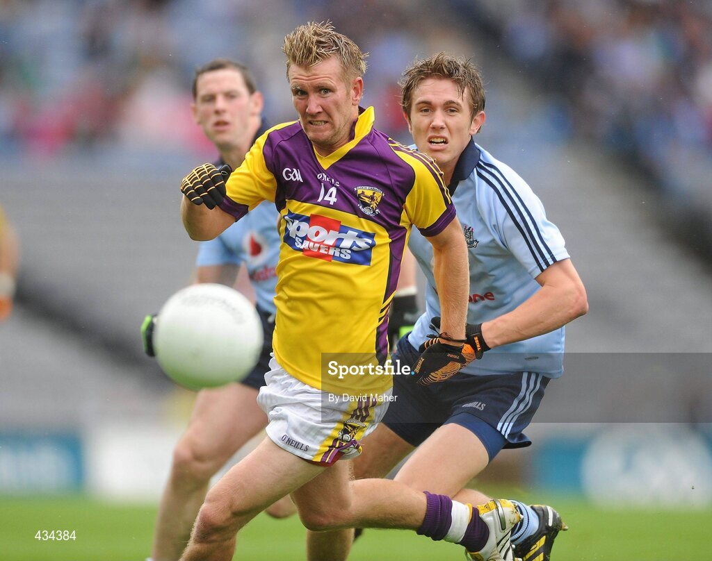 13 June 2010; P.J Banville, Wexford, in action against Michael Fitzsimmons, Dublin. Leinster GAA Football Senior Championship Quarter-Final, Dublin v Wexford, Croke Park, Dublin. Picture credit: David Maher / SPORTSFILE