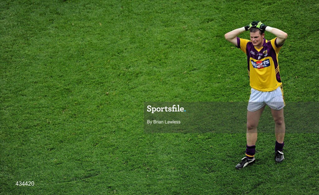 13 June 2010; Wexford captain David Murphy shows his disappointment after the match. Leinster GAA Football Senior Championship Quarter-Final, Dublin v Wexford, Croke Park, Dublin. Picture credit: Brian Lawless / SPORTSFILE