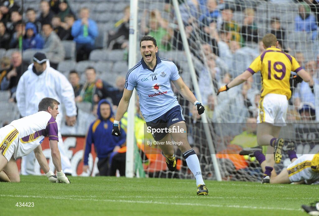 13 June 2010; Bernard Brogan, Dublin, celebrates after scoring an extra time goal. Leinster GAA Football Senior Championship Quarter-Final, Dublin v Wexford, Croke Park, Dublin. Picture credit: Oliver McVeigh / SPORTSFILE
