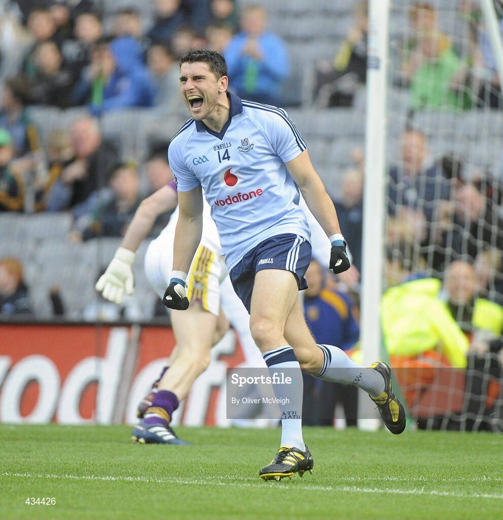 13 June 2010; Bernard Brogan, Dublin, celebrates after scoring an extra time goal. Leinster GAA Football Senior Championship Quarter-Final, Dublin v Wexford, Croke Park, Dublin. Picture credit: Oliver McVeigh / SPORTSFILE